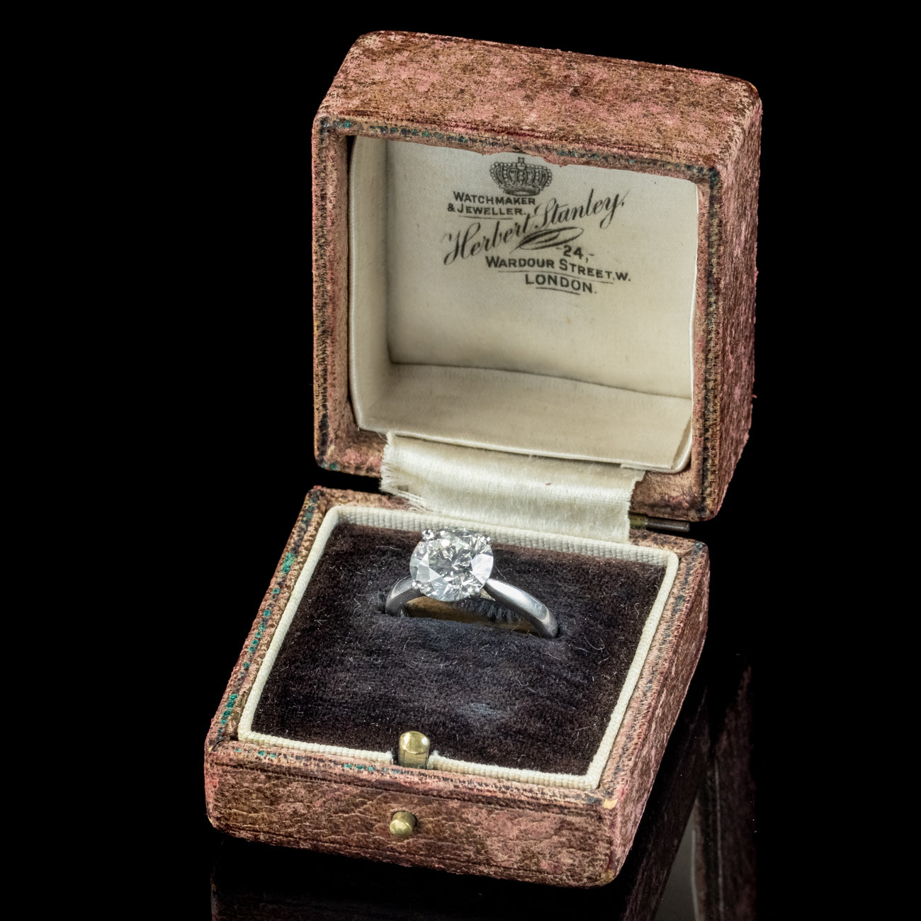 Edwardian Style Diamond Solitaire Engagement Ring 3.67Ct Diamond With Cert