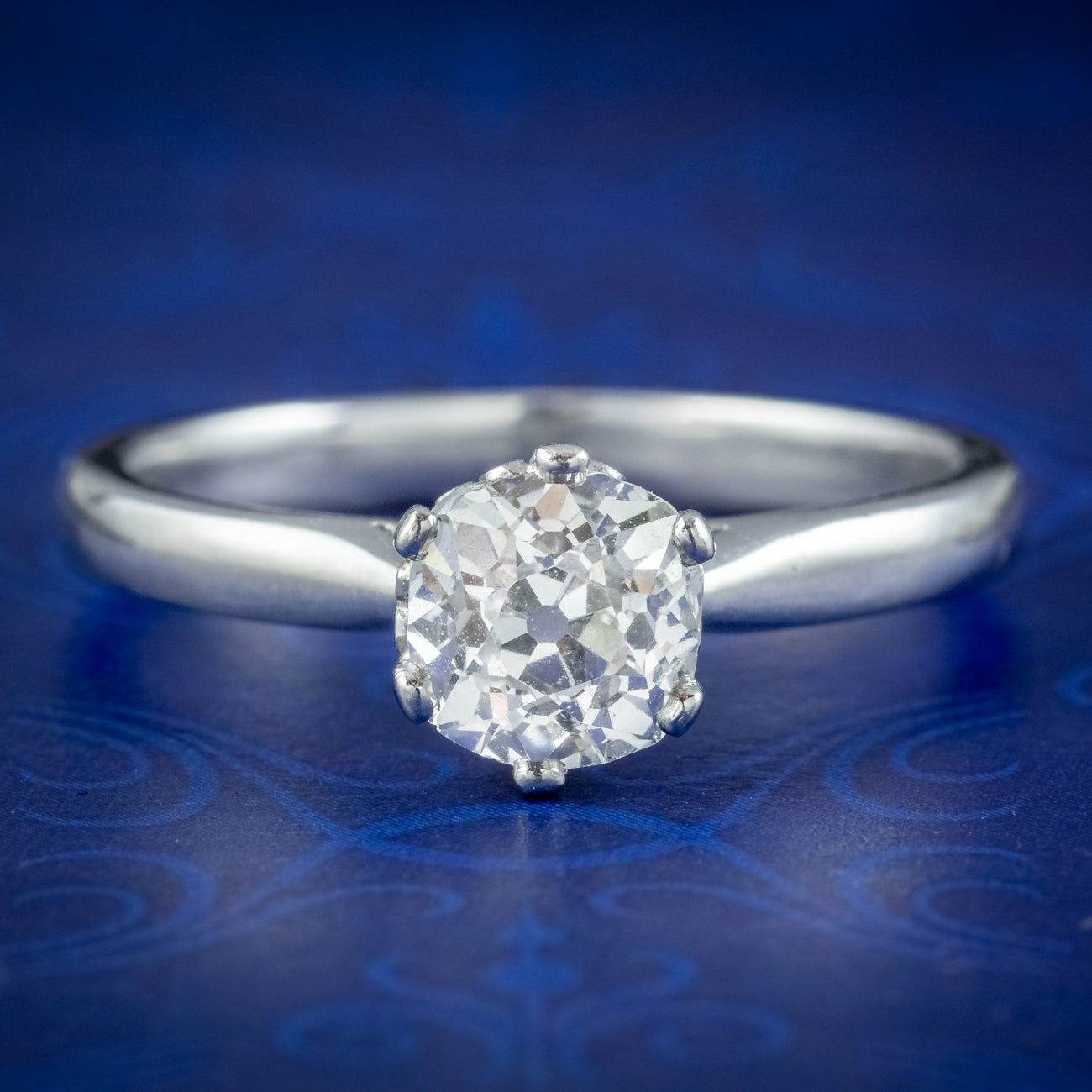 Edwardian Style Diamond Solitaire Ring 1.3ct Old Cut Diamond  Main image