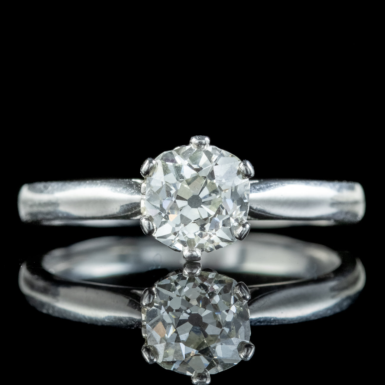Edwardian Style Diamond Solitaire Ring 1.3ct Old Cut Diamond Secondary image