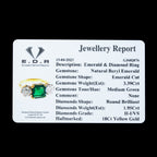 Edwardian Style Emerald Diamond Trilogy Ring 3.39ct Emerald 1.95ct Diamond With Cert 