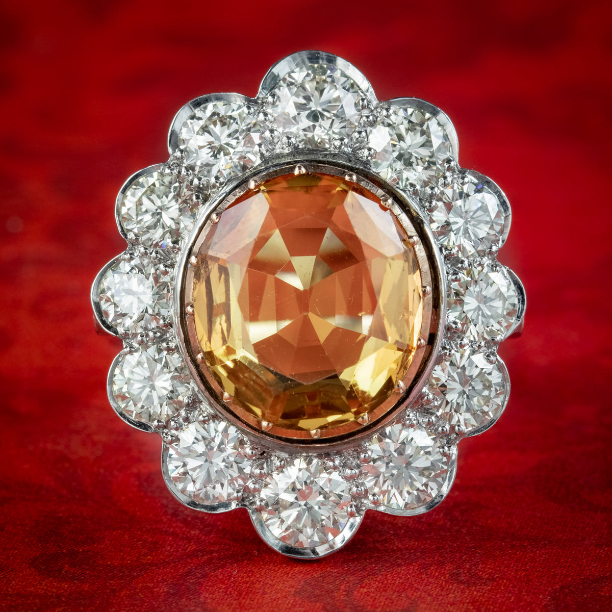 Edwardian Style Orange Topaz Diamond Cocktail Ring 6.5ct Topaz Main image