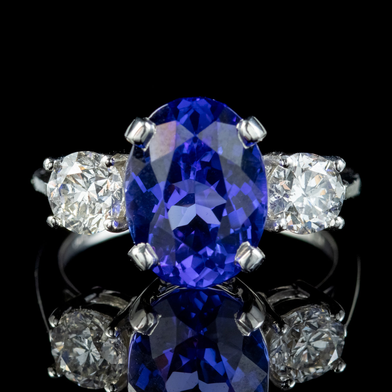 EDWARDIAN STYLE TANZANITE DIAMOND TRILOGY RING 4.50CT TANZANITE Secondary image