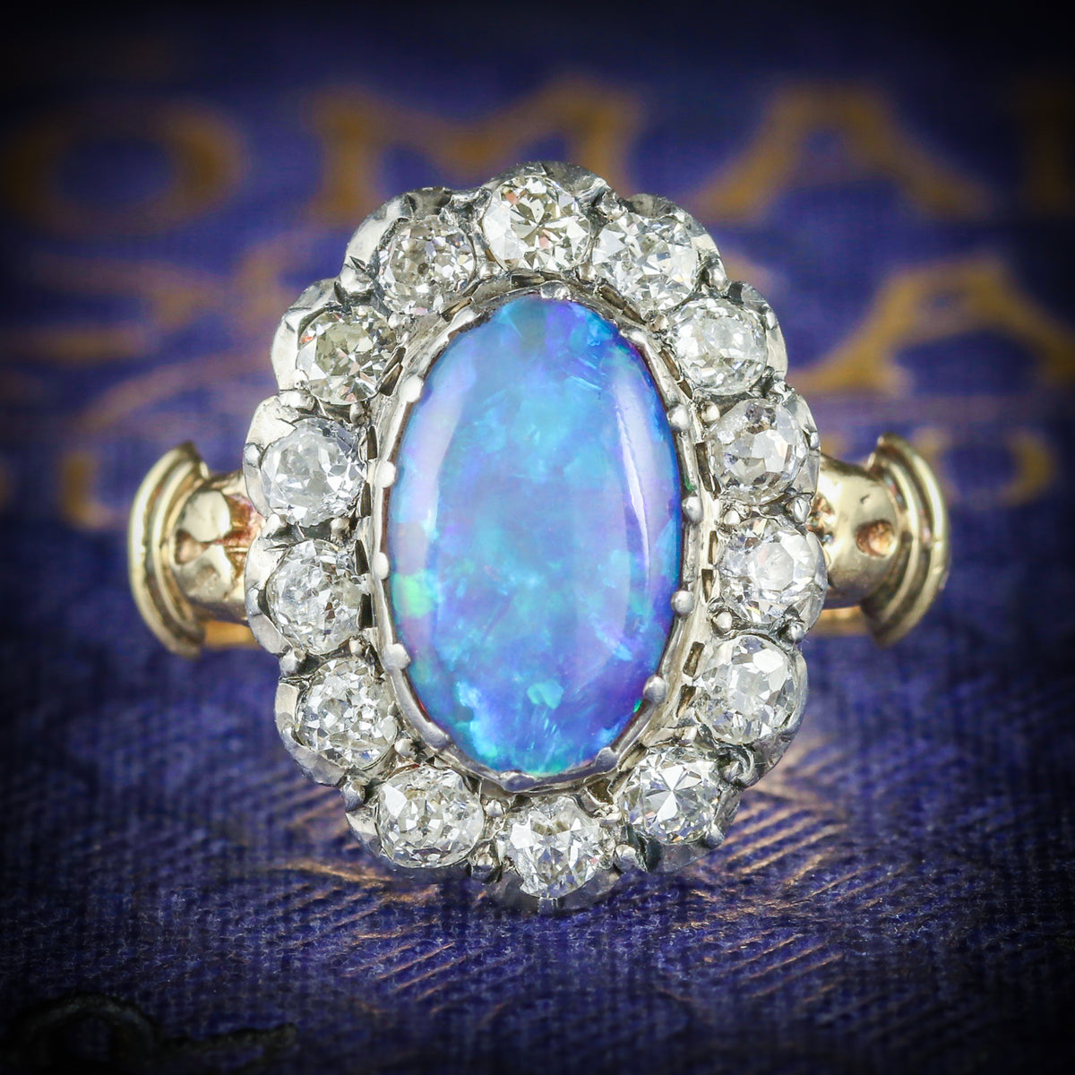 Antique Georgian Opal Cluster Ring 18ct Gold Circa 1800 COVER Main image