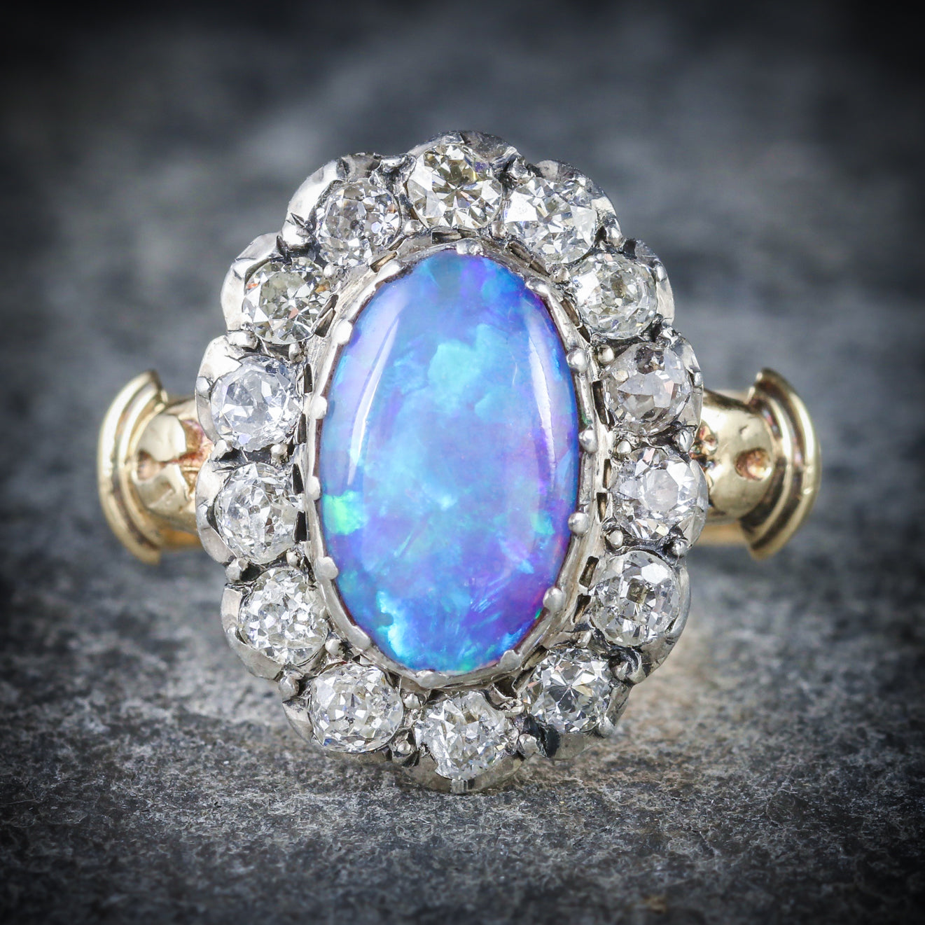 Georgian Opal Cluster Ring 18ct Gold Silver Secondary image