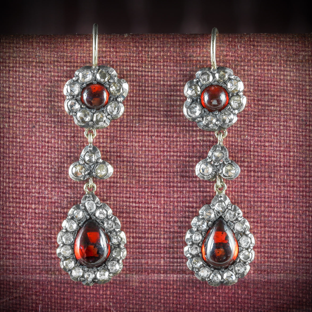 GEORGIAN GARNET DIAMOND DROP EARRINGS COVER Main image