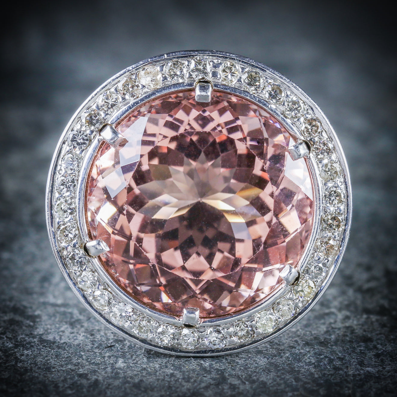 Morganite Diamond Ring 14ct White Gold Circa 1940 Secondary image