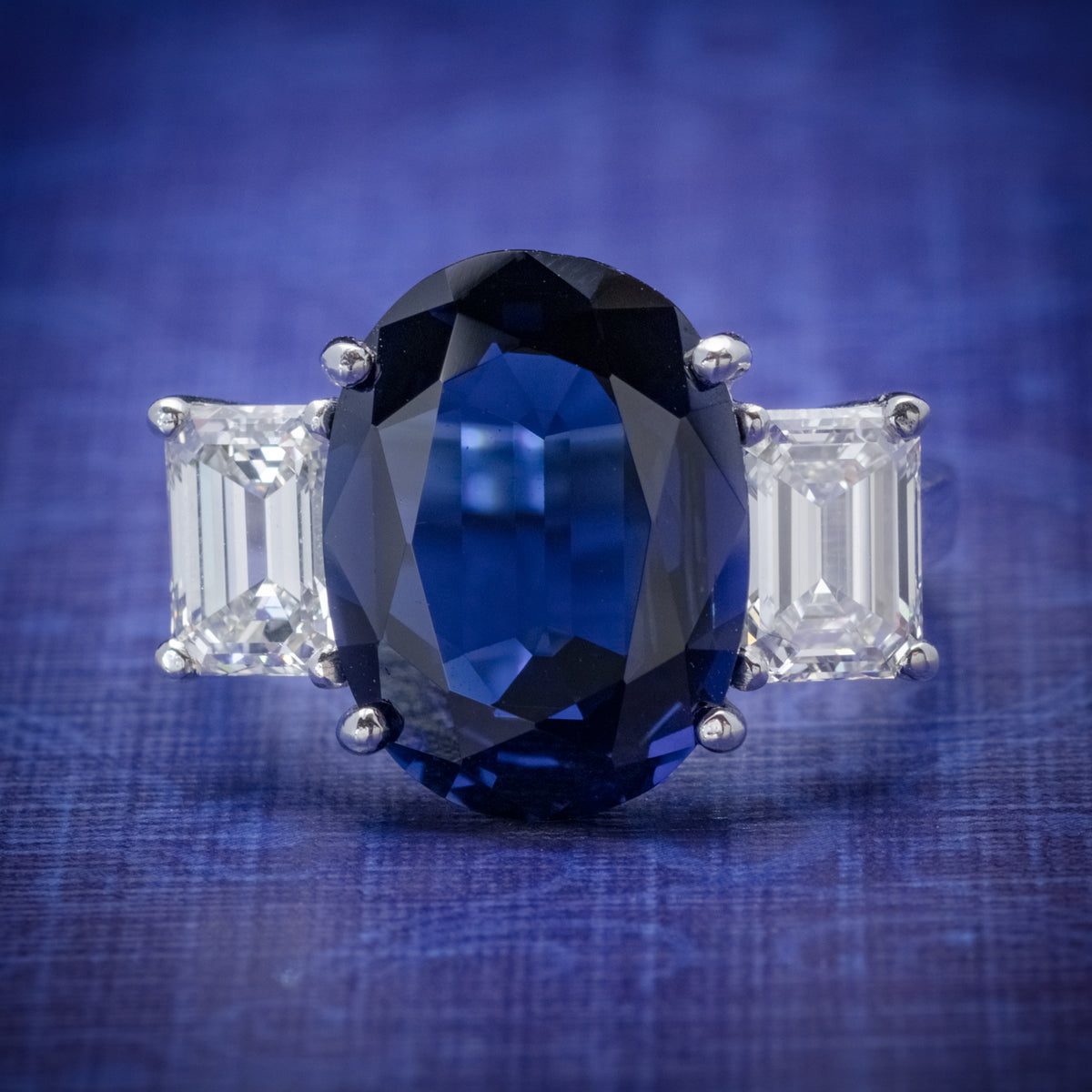 NATURAL SAPPHIRE RING 6.96CT SAPPHIRE 2.07CT DIAMOND PLATINUM CERT COVER Main image