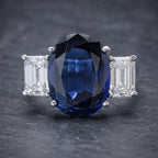 NATURAL SAPPHIRE RING 6.96CT SAPPHIRE 2.07CT DIAMOND PLATINUM CERT FRONT