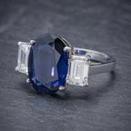 NATURAL SAPPHIRE RING 6.96CT SAPPHIRE 2.07CT DIAMOND PLATINUM CERT SIDE