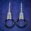 ONYX DIAMOND HOOP DROP EARRINGS PLATINUM 18CT GOLD WIRES