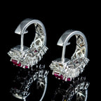 Ruby Diamond Half Hoop Earrings 18ct White Gold 1.20ct Of Ruby 3ct Of Diamond