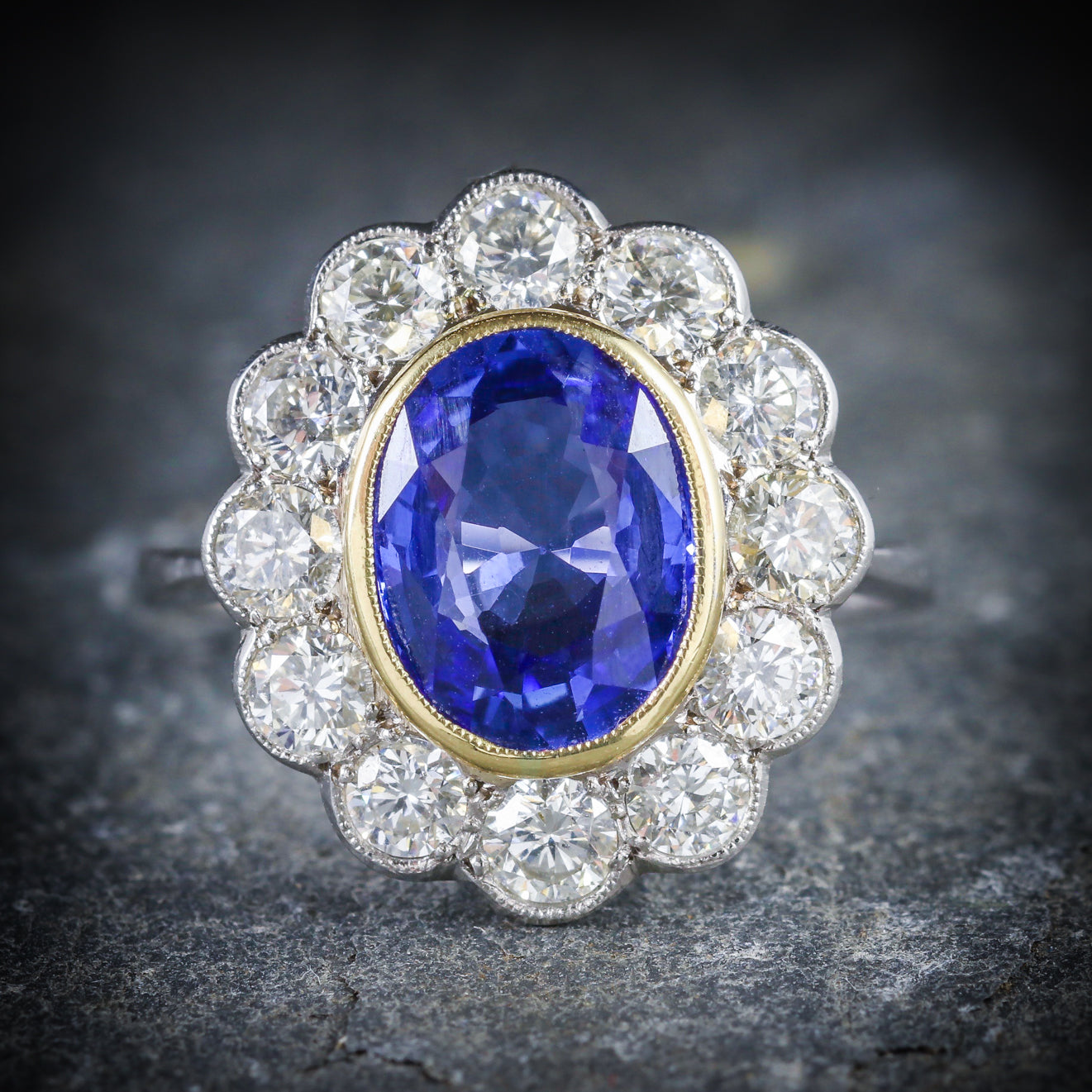 Sapphire Diamond Cluster Ring 18ct Gold 3.20ct Sapphire Secondary image