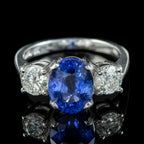 Sapphire Diamond Trilogy Ring Platinum 3.38ct Sapphire 1.20ct Of Diamond