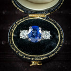 Sapphire Diamond Trilogy Ring Platinum 3.38ct Sapphire 1.20ct Of Diamond