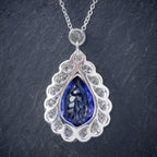TANZANITE DIAMOND PENDANT NECKLACE 4CT TANZANITE 1.80CT DIAMONDS 18CT WHITE GOLD BACK
