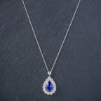 TANZANITE DIAMOND PENDANT NECKLACE 4CT TANZANITE 1.80CT DIAMONDS 18CT WHITE GOLD NECK