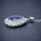 TANZANITE DIAMOND PENDANT NECKLACE 4CT TANZANITE 1.80CT DIAMONDS 18CT WHITE GOLD SIDE