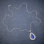 TANZANITE DIAMOND PENDANT NECKLACE 4CT TANZANITE 1.80CT DIAMONDS 18CT WHITE GOLD TOP