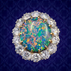 VINTAGE BLACK OPAL CLUSTER RING PLATINUM 5.75CT OPAL CIRCA 1970 cover