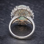 VINTAGE OPAL DIAMOND CLUSTER RING PLATINUM 10CT OPAL BACK
