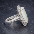 VINTAGE OPAL DIAMOND CLUSTER RING PLATINUM 10CT OPALSIDE2