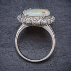 VINTAGE OPAL DIAMOND CLUSTER RING PLATINUM 10CT OPAL  TOP