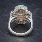 VINTAGE OPAL DIAMOND CLUSTER RING PLATINUM 3.47CT OPAL BACK