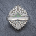 VINTAGE OPAL DIAMOND CLUSTER RING PLATINUM 3.47CT OPAL BACK2