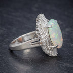 VINTAGE OPAL DIAMOND CLUSTER RING PLATINUM 3.47CT OPAL SIDE2