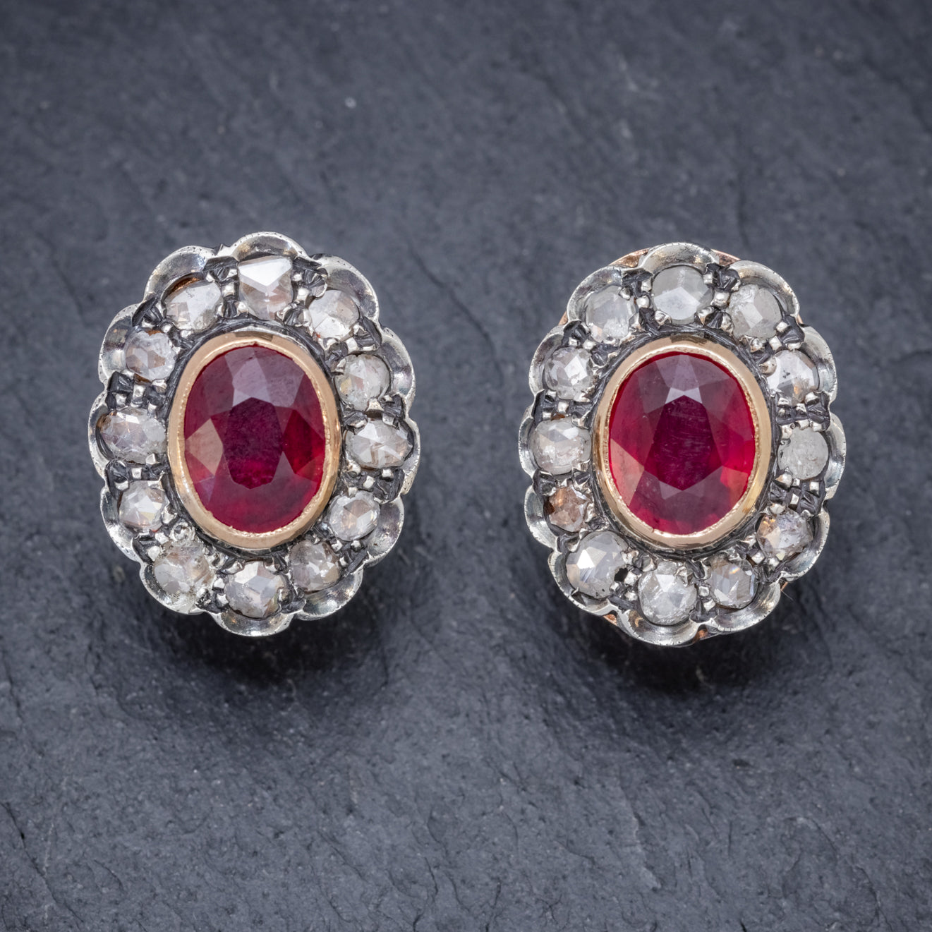 VINTAGE RUBY DIAMOND EARRINGS 3.50CT RUBY 3CT DIAMONDS 18CT GOLD CIRCA 1930 Secondary image