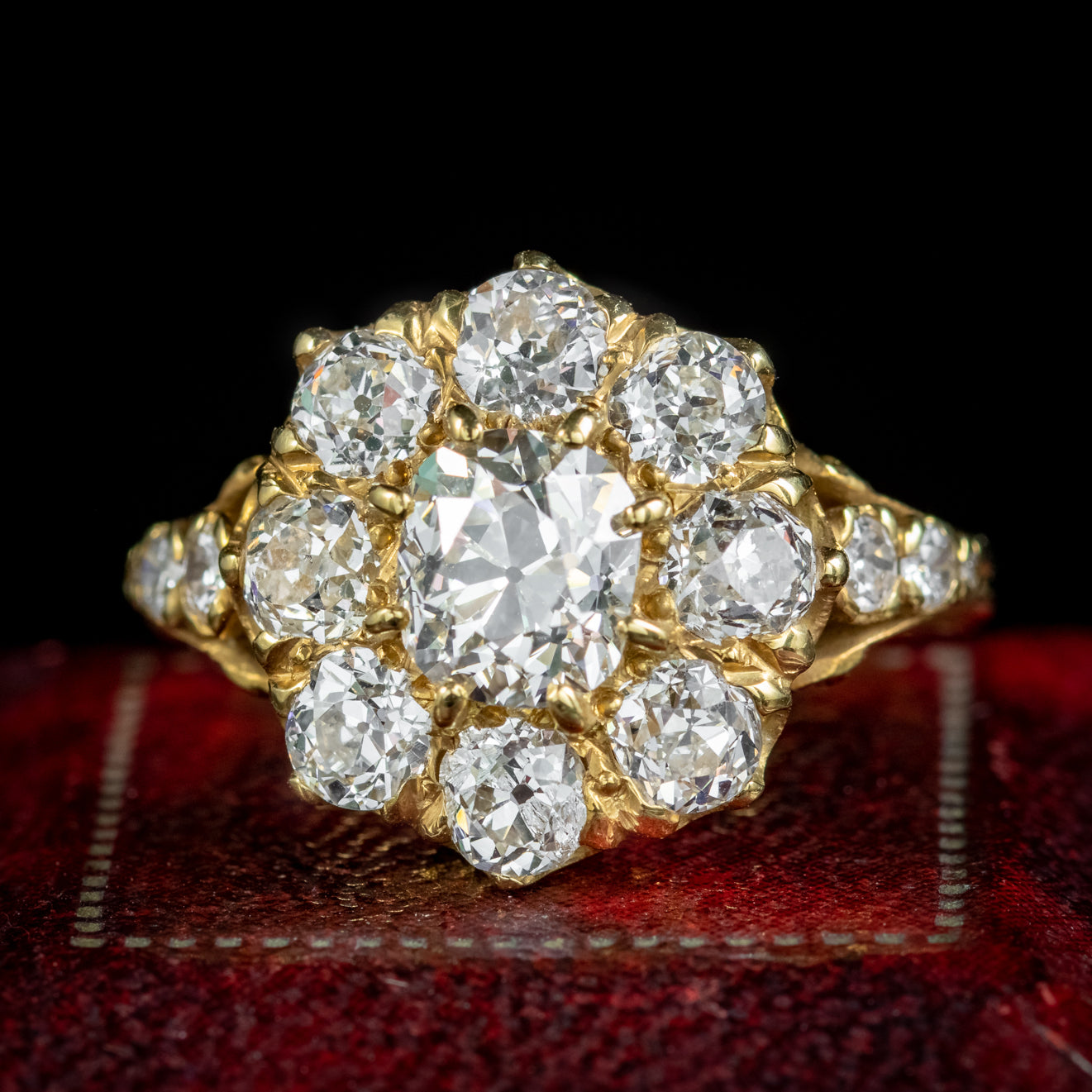 Victorian Style Diamond Cluster Ring 3ct Of Diamond 
