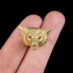 Victorian Style Fox Brooch 9ct Gold Ruby Eyes Dated 1987