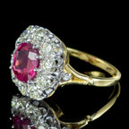 Victorian Style Pink Sapphire Diamond Cluster Ring 3.20ct Sapphire