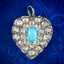 Victorian Style Turquoise Diamond Heart Pendant Silver 18ct Gold