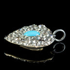 Victorian Style Turquoise Diamond Heart Pendant Silver 18ct Gold