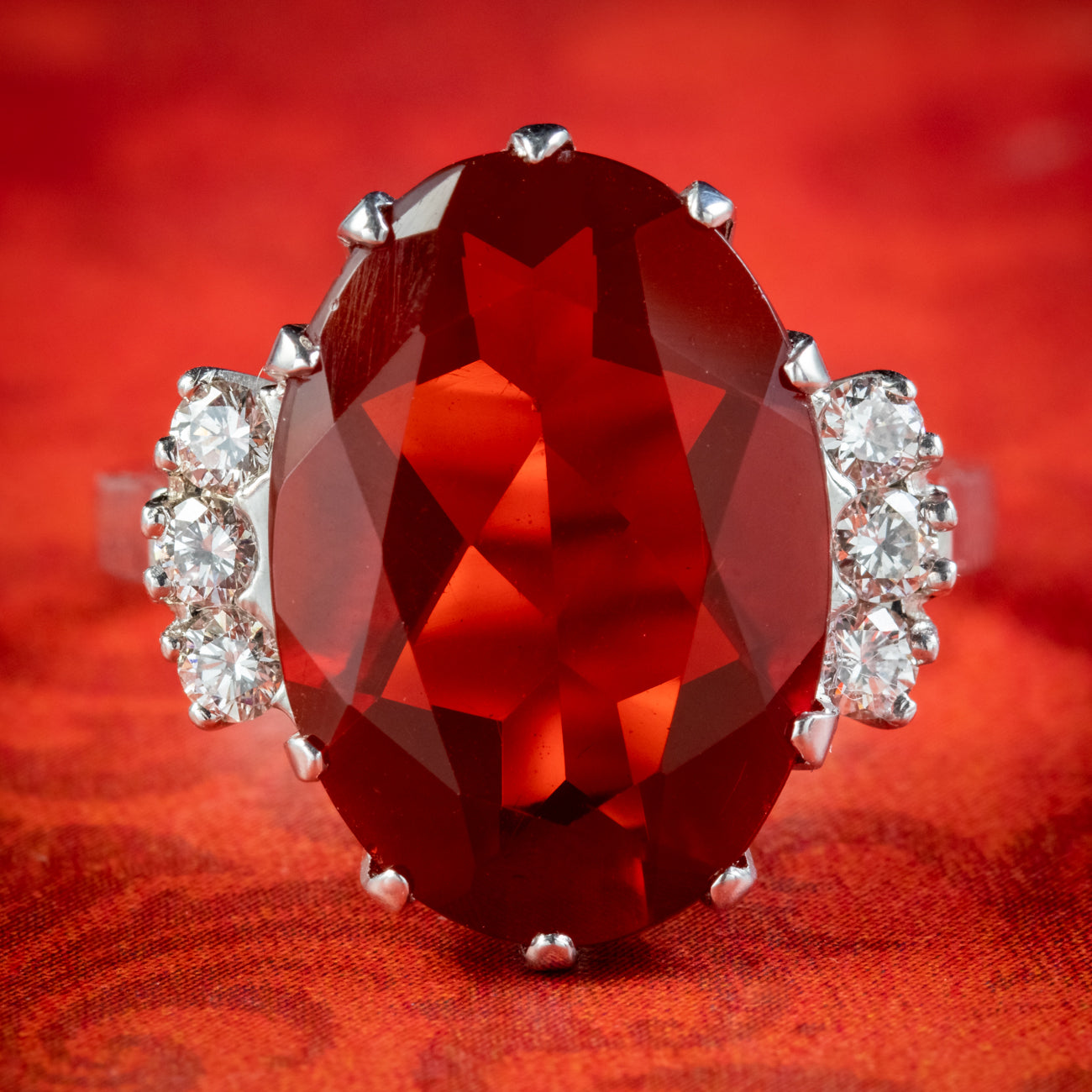 Vintage Fire Opal Diamond Ring 4.52ct Natural Opal With Cert Main image