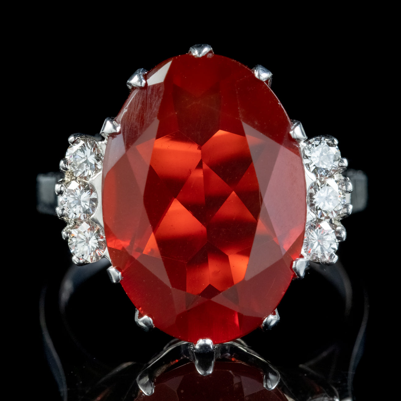 Vintage Fire Opal Diamond Ring 4.52ct Natural Opal With Cert Secondary image