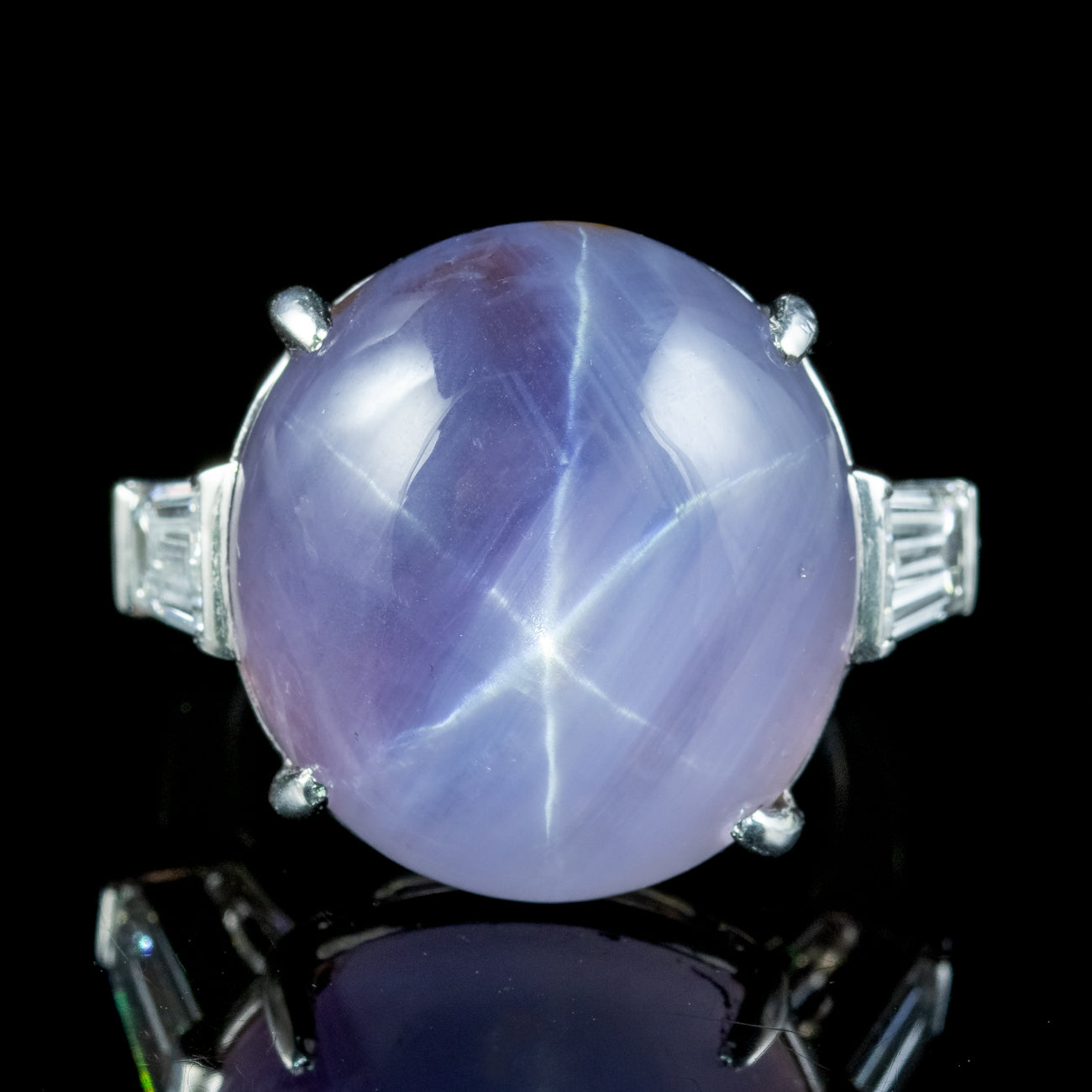 Vintage French Violet Ceylon Star Sapphire Diamond Ring 45.2ct Sapphire With Cert Secondary image