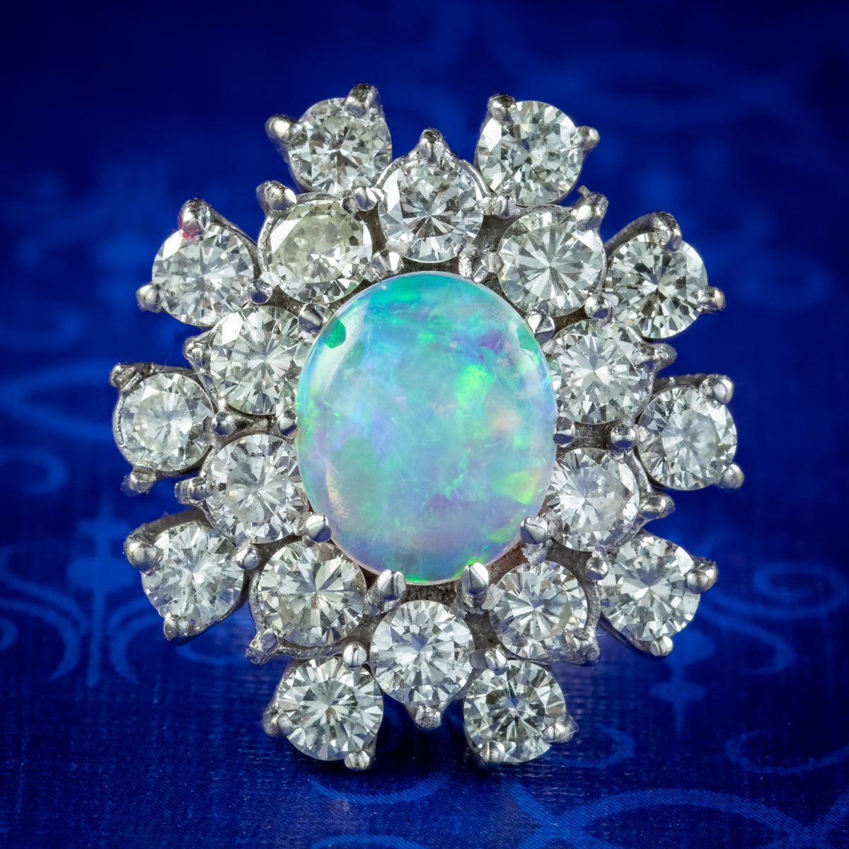 Vintage Opal Diamond Cluster Ring 3ct Opal Circa 1950 Main image