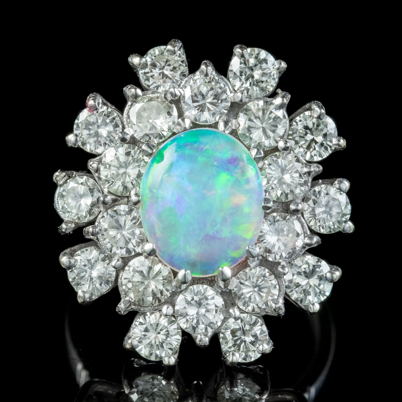 Vintage Opal Diamond Cluster Ring 3ct Opal Circa 1950 Secondary image