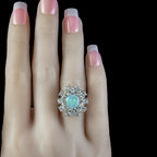 Vintage Opal Diamond Cluster Ring 3ct Opal Circa 1950