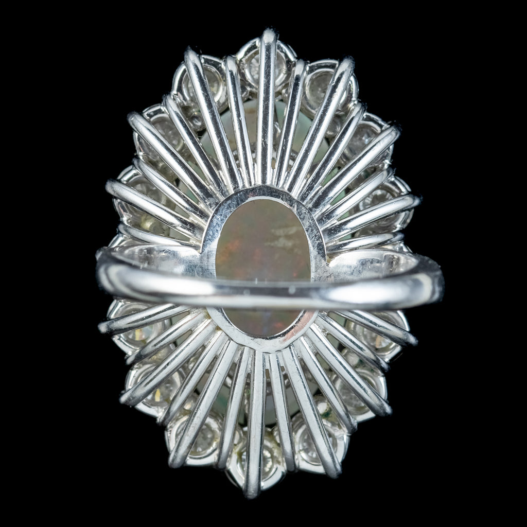 Vintage Opal Diamond Cocktail Ring 12ct Opal 4ct Diamond