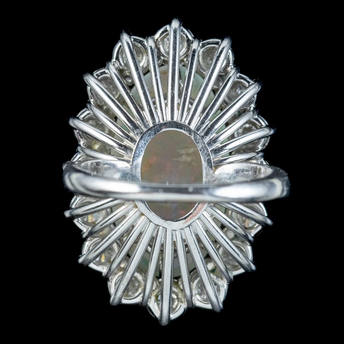Vintage Opal Diamond Cocktail Ring 12ct Opal 4ct Diamond