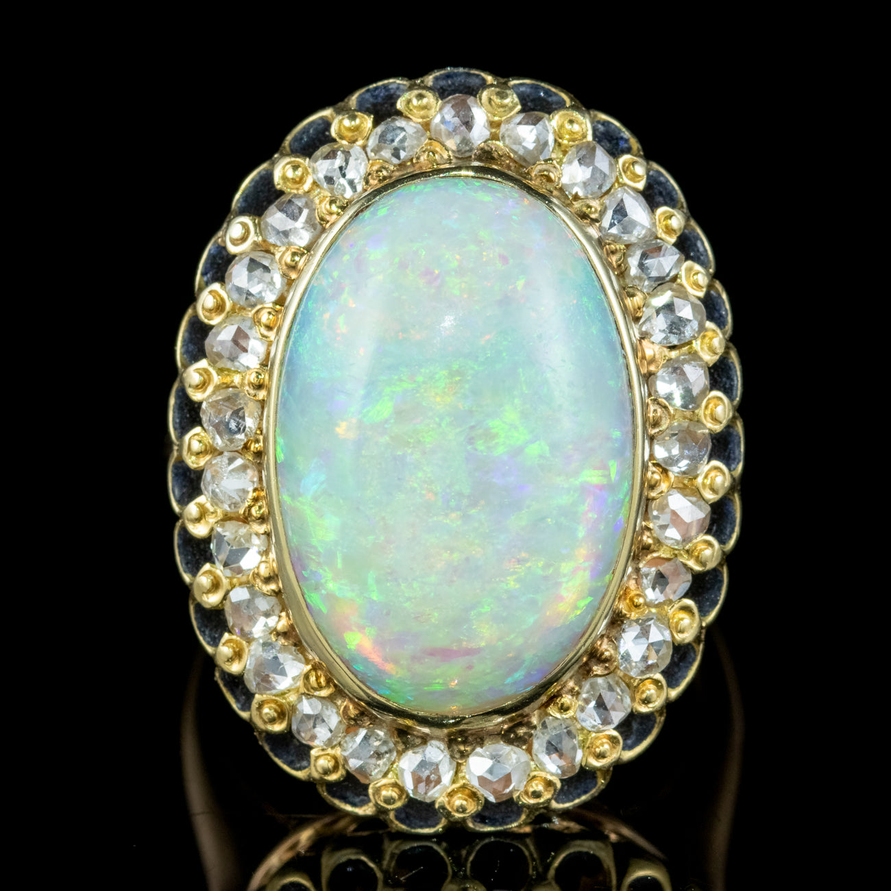 Vintage Opal Diamond Cocktail Ring 14ct Natural Opal Secondary image