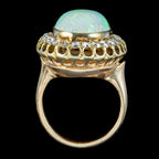 Vintage Opal Diamond Cocktail Ring 14ct Natural Opal 