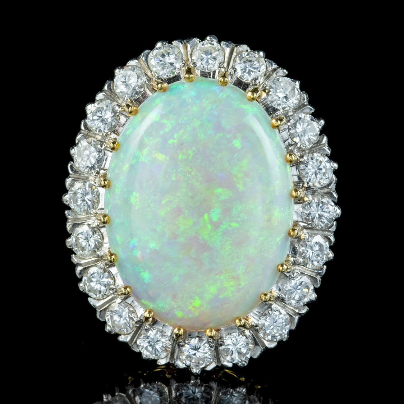 Vintage Opal Diamond Cocktail Ring 20ct Opal 2ct Diamond Secondary image
