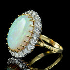 Vintage Opal Diamond Cocktail Ring 20ct Opal 2ct Diamond