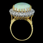 Vintage Opal Diamond Cocktail Ring 20ct Opal 2ct Diamond