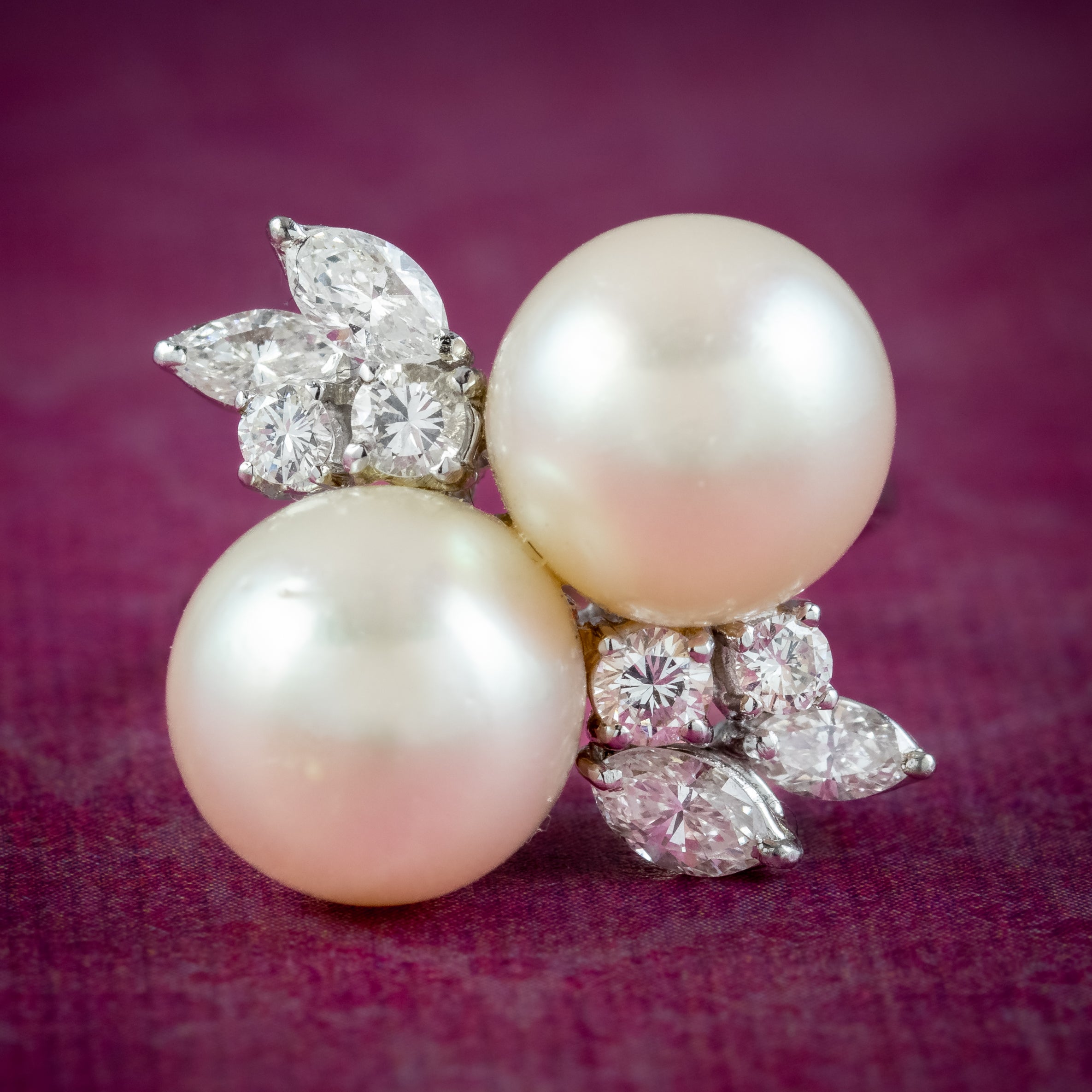 Vintage Pearl Diamond Toi Et Moi Twist Ring 1ct Of Diamond Main image