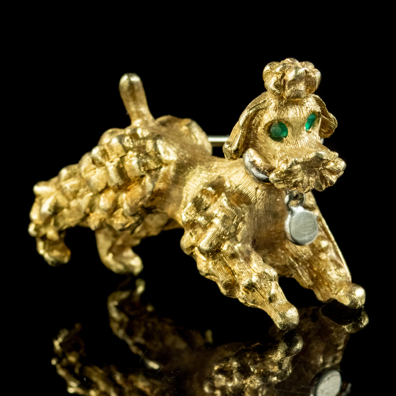 Vintage Poodle Dog Brooch Emerald Eyes 18Ct Gold Circa 1960 Secondary image
